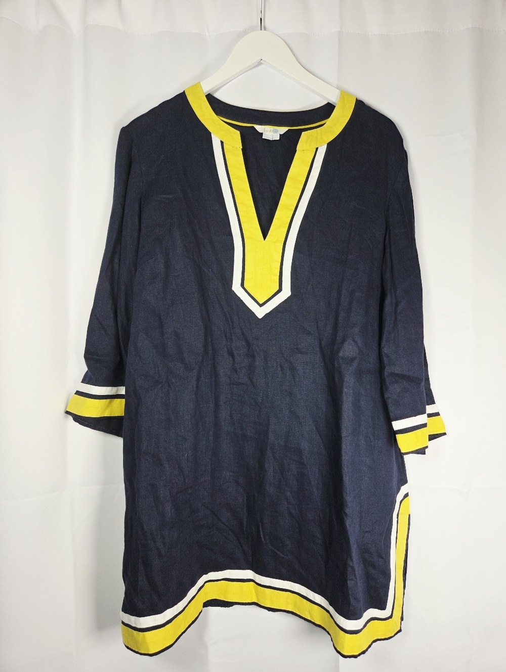 Boden Cleo Kaftan Blue Linen Tunic Top Women's US 12  UK  16 Shirt